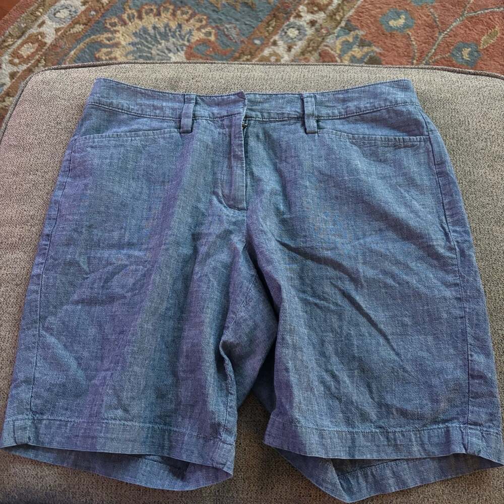 Lands' End Blue Cotton Chambray Mid Rise Shorts Size 8P